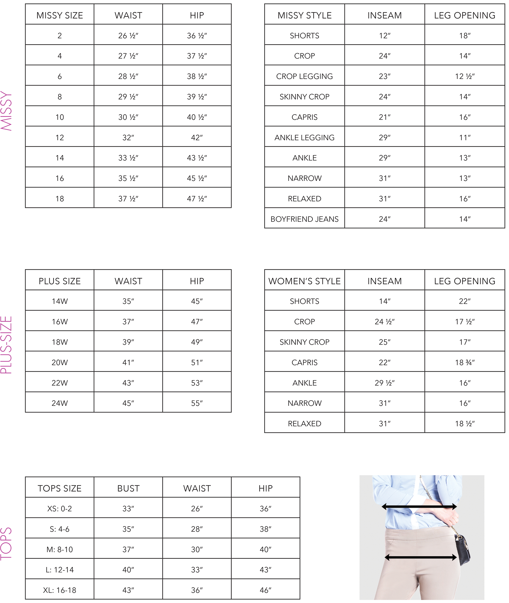 Size Chart – Slimsation By Multiples